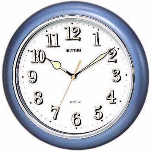 Rhythm Value Added Wall Clock Super Luminous Analog Metallic Dark Blue